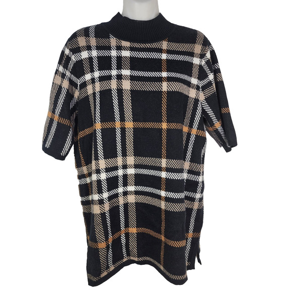 Isaac Mizrahi Live Sweater Women Medium Mockneck Jacquard Sweater Pullover Black - Picture 1 of 7